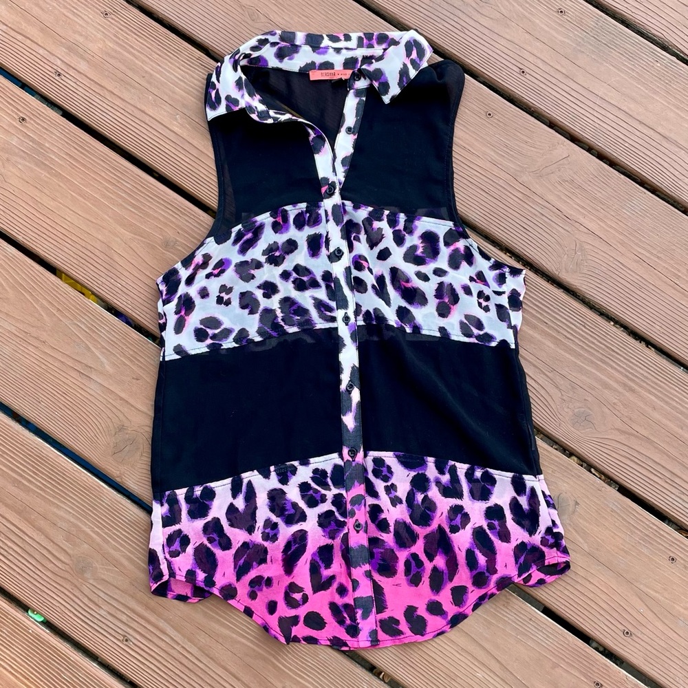 Sheer cheetah print Blouse